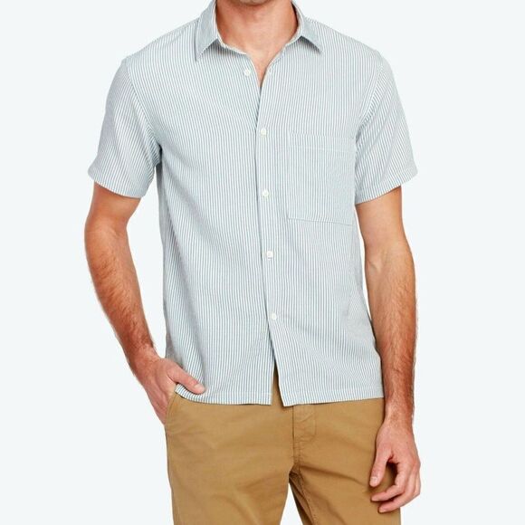 NATIVE NORTH - Men's - S M -Striped Blue Bureau Short Sleeves Shirt